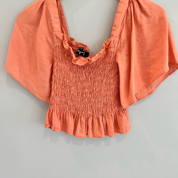 Lulus Smocked Coral Top - Small - Picture 2 of 4